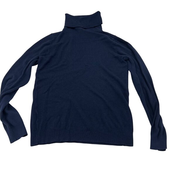 Ann Taylor Factory Womens Navy Turtleneck Sweater S Rayon/Nylon Blend - Picture 1 of 5